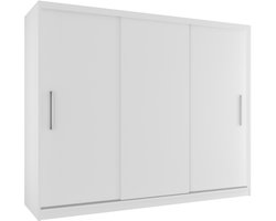 BELINI Verona SI Schuifdeurkast 232 cm Wit Mat - Garderobekast met Kledingstangen - Comfort Line Slaapkamerkast