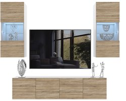 BELINI Wandmeubel Milano 7 200 cm Sonoma Eiken Mat - TV-Wand Greeploos - Moderne Woonwand met Gasliftsysteem - Modulair TV-Meubel