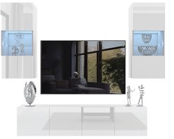 BELINI Wandmeubel Milano 7 200 cm Wit Hoogglans - TV-Wand Greeploos - Moderne Woonwand met Gasliftsysteem - Modulair TV-Meubel