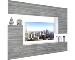 BELINI Wandmeubel NEX 8 - TV-Wandkast Set met LED-Verlichting Glamour Hout - Hoogglans Fronten