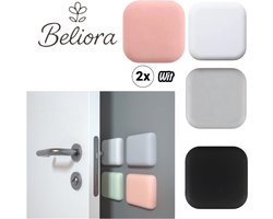 Beliora Zelfklevende Deurstopper Wit – Muurbeschermer tegen Deurklinken – Vierkante Rubber