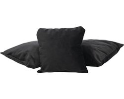 Bella Home kussen - Sierkussen - Velvet - 25 x 25 cm - Set van 3 - Zwart - Inclusief binnenkussen