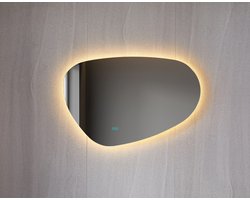 Bella Mirror Badkamer Spiegel asymmetrisch 120cm breed en 75cm hoog LED & Anti-condens - Instelbare lichtkleur - dimbaar - voorzien van touchknoppen