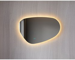 Bella Mirror Badkamer Spiegel asymmetrisch 60cm breed en 40cm hoog LED & Anti-condens - Instelbare lichtkleur - dimbaar - voorzien van touchknoppen