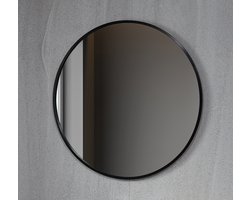 Bella Mirror - Spiegel Rond - Badkamerspiegel - 100 cm - Met zwart frame