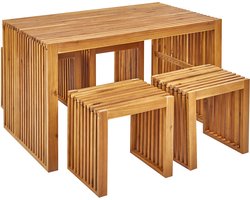 BELLANO - Tuinset met krukjes - Lichthout - Acaciahout