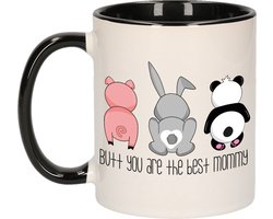 Bellatio Decorations Cadeau koffie/thee mok voor moeder - zwart - beste mama - 300 ml - Moederdag
