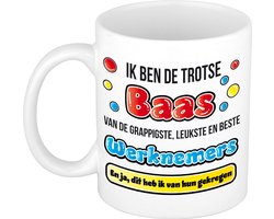 Bellatio Decorations cadeau mok voor baas - grappig - keramiek - 300 ml