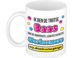 Bellatio Decorations cadeau mok voor baas - grappig - keramiek - 300 ml
