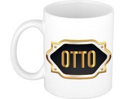 Bellatio Decorations Naam cadeau mok - heren - Otto - gouden embleem - 300 ml - meester - bedankje - afscheid