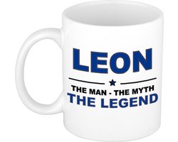 Bellatio Decorations naam cadeau mok - Leon - man myth legend - koffiemok - 300 ml - collega - vaderdag