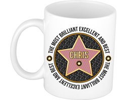 Bellatio Decorations Naam mok Chris - wit - Most Brilliant - keramiek - 300 ml - collega beker - cadeau