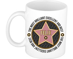Bellatio Decorations Naam mok Felix - wit - Most Brilliant - keramiek - 300 ml - collega beker - cadeau