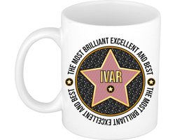 Bellatio Decorations Naam mok Ivar - wit - Most Brilliant - keramiek - 300 ml - collega beker - cadeau