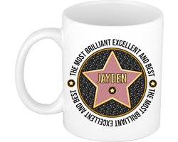 Bellatio Decorations Naam mok Jayden - wit - Most Brilliant - keramiek - 300 ml - collega beker - cadeau