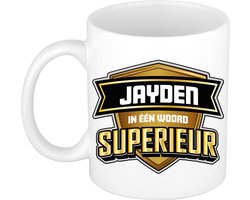 Bellatio Decorations Naam mok Jayden - wit - Superieur - keramiek - 300 ml - collega beker - cadeau