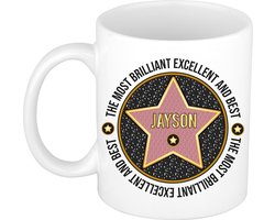 Bellatio Decorations Naam mok Jayson - wit - Most Brilliant - keramiek - 300 ml - collega beker - cadeau