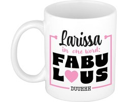 Bellatio Decorations Naam mok Larissa - wit - Fabulous - keramiek - 300 ml - cadeau collega beker - cadeau