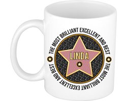 Bellatio Decorations Naam mok Linda - wit - Most Brilliant - keramiek - 300 ml - collega beker - cadeau