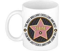 Bellatio Decorations Naam mok Sabine - wit - Most Brilliant - keramiek - 300 ml - collega beker - cadeau