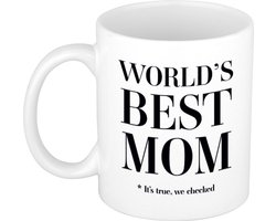 Bellatio Decorations Worlds best MOM - cadeau koffiemok - beker - 300 ml - wit - Moederdag - verjaardag