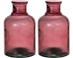 Bellatio Design Bloemenvaas - 2x - paars transparant glas - D12 x H20 cm - vaas