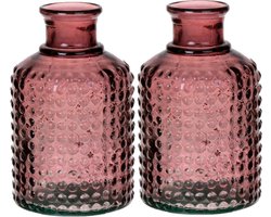 Bellatio Design Bloemenvaas - 2x - paars transparant glas - D12 x H20 cm - vaas