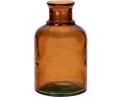 Bellatio Design Bloemenvaas - bruin transparant gerecycled glas - D12 x H20 cm - vaas