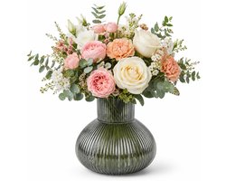 Bellatio Design Bloemenvaas Bubbles - transparant smoke grijs glas - D20 x H22 cm - vazen