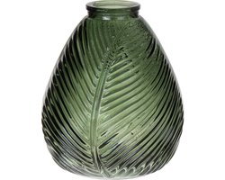 Bellatio Design Bloemenvaas - groen transparant glas - 14 x 16 cm - vaas