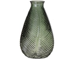 Bellatio Design Bloemenvaas - groen transparant glas - 14 x 23 cm - vaas