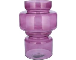 Bellatio Design Bloemenvaas - paars transparant gerecycled glas - 17 x 25 cm - vaas