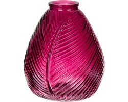 Bellatio Design Bloemenvaas - paars transparant glas - 14 x 16 cm - vaas