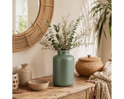 Bellatio Design bloemenvaas Santiago - groen - mat glas - 20 x 30 cm - glazen vazen