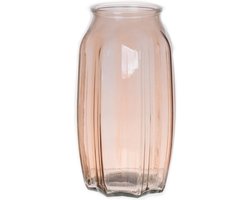 Bellatio Design Bloemenvaas - taupe/bruin - transparant glas - 12 x 22 cm - vaas