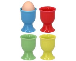 Bellatio Design Eierdopjes Alegre - set van 4x - multi kleuren - porselein - 5 x 6 cm - voor ontbijt/brunch/pasen