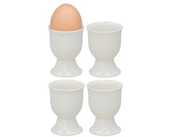 Bellatio Design Eierdopjes Alegre - set van 8x - wit - porselein - 5 x 6 cm - voor ontbijt/brunch/pasen