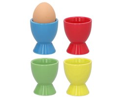 Bellatio Design Eierdopjes Basic - set van 4x - multi kleuren - porselein - 5 x 6 cm - voor ontbijt/brunch/pasen