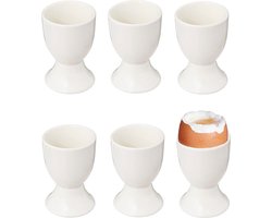 Bellatio Design Eierdopjes Blanche - set van 6x - keramiek - wit - 5x7 cm - voor ontbijt/brunch/pasen