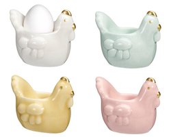 Bellatio Design Eierdopjes Kip - set van 8x - multi kleuren - porselein - 9 x 7 cm - voor ontbijt/brunch/pasen