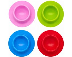 Bellatio Design Eierdopjes Rubber - set van 4x - multi kleuren - porselein - 9 x 2 cm - voor ontbijt/brunch/pasen