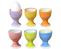 Bellatio Design Eierdopjes Spring Vibes - set van 12x - multi kleuren - keramiek - 5 x 7 cm - voor ontbijt/brunch/pasen