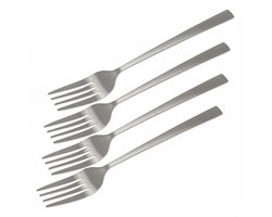Bellatio design Gebaksvorkjes - 4x stuks - zilverkleurig - RVS - taartvorkjes - 15 cm