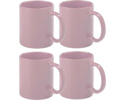 Bellatio Design Koffie mokken/bekers - 6x - keramiek - glans - met oor - roze - 370 ml