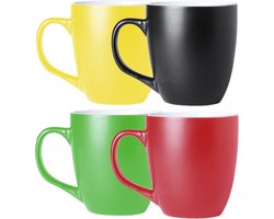 Bellatio Design Koffie mokken/bekers Artista - 4x - keramiek - met oor - multi kleuren - 440 ml