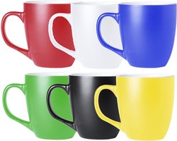 Bellatio Design Koffie mokken/bekers Artista - 6x - keramiek - met oor - multi kleuren - 440 ml