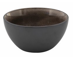 Bellatio Design Kommetje/serveer schaaltje Samos - antraciet/taupe - 1x - ontbijt/hapjes - keramiek - stapelbaar - 14 x 7 cm - Soepkommen