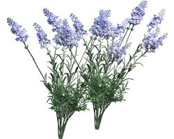 Bellatio Design kunstbloemen bosje Lavendel / Lavendula - 2x - 40 cm - blauw/paars - kunst zijdebloemen