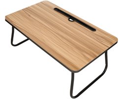 Bellatio Design Laptoptafel - hout/metaal - 53 x 30 x 22 cm - inklapbare poten - laptop/tablet standaard