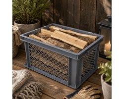 Bellatio Design opbergbox - opbergkrat - grijs - 40 x 30 x 22 cm - kunststof - open structuur - opbergers - kisten - garage/zolder